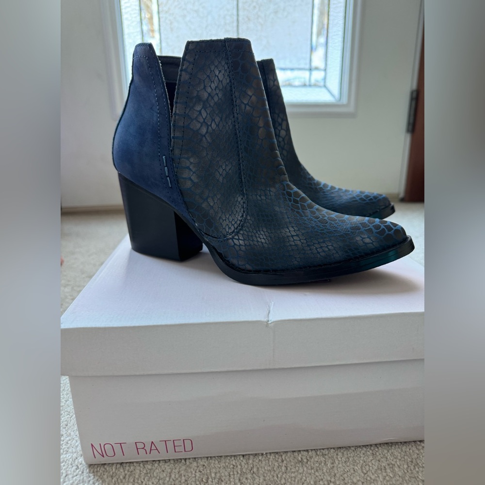 Snakeskin Blue Booties